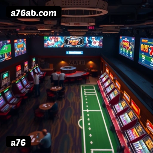 Plataforma a76 mostrando interface moderna, jogos certificados e recursos de segurança licenciados